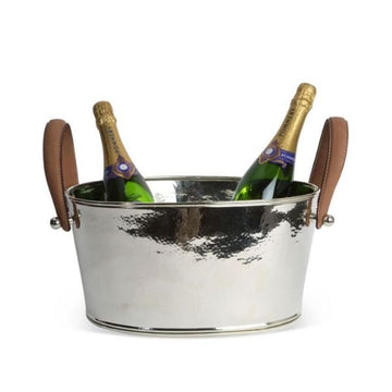 Se Lille Champagnekøler M. Læder Håndtag Hammeret Look ❤ Kæmpe udvalg i BARLIFE ❤ Hurtig levering: 1 - 2 Hverdage samt billig fragt - Varenummer: BAR-665147 og barcode / Ean: &
